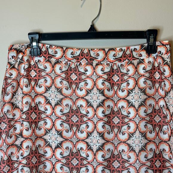 Vintage Jaclyn Smith Y2K Orange Print A-Line Midi Skirt Lined Womens Size 10 - Picture 3 of 12